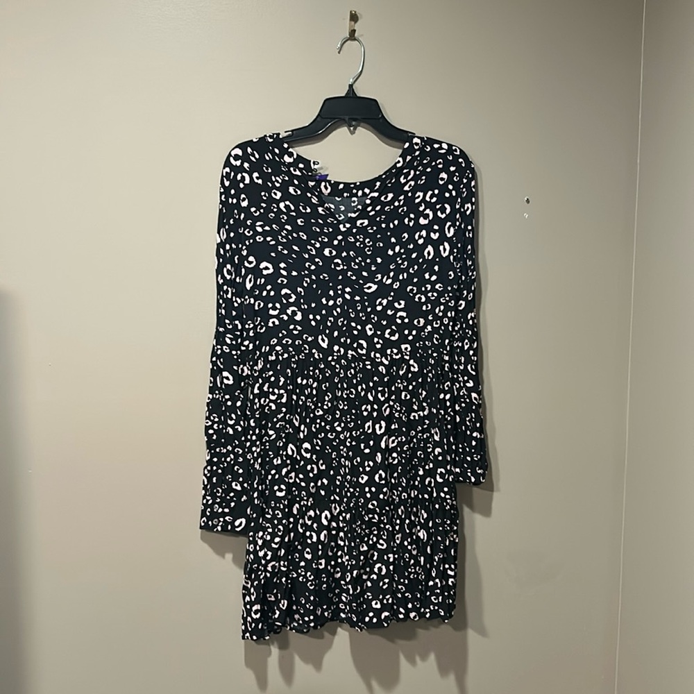 Seraphine Black and White Leopard Print Long Sleeve Maternity Dress